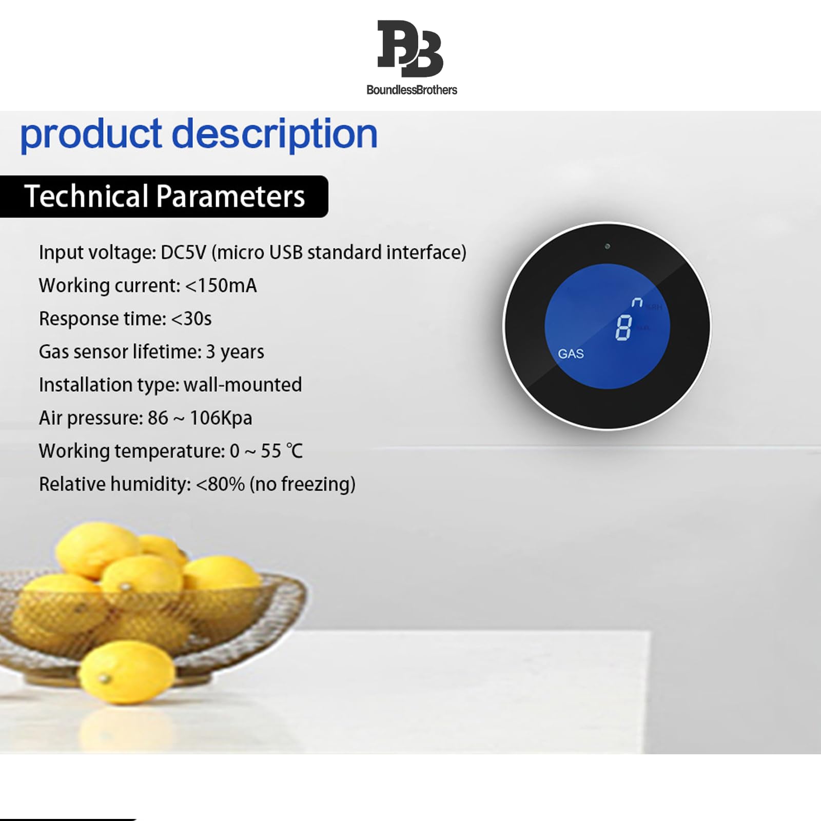 Czujnik Gazu WiFi Detektor Wycieków Gazu Ziemnego Metanu LPG Alarm 85 dB LCD EN 50194 Kompatybilny z Alexa Google Home Smart Life Tuya