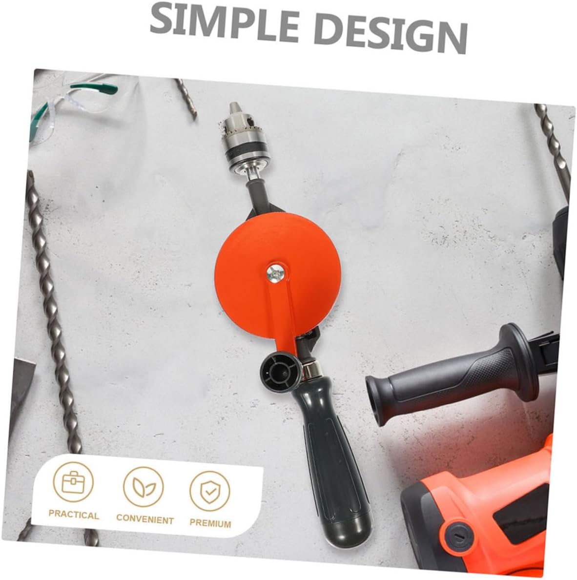 VILLCASE 3/8 Inch Hand Drill Manual Tool Multi-Function Hand Crank Drill for Woodworking Crafts and DIY Projects Portable