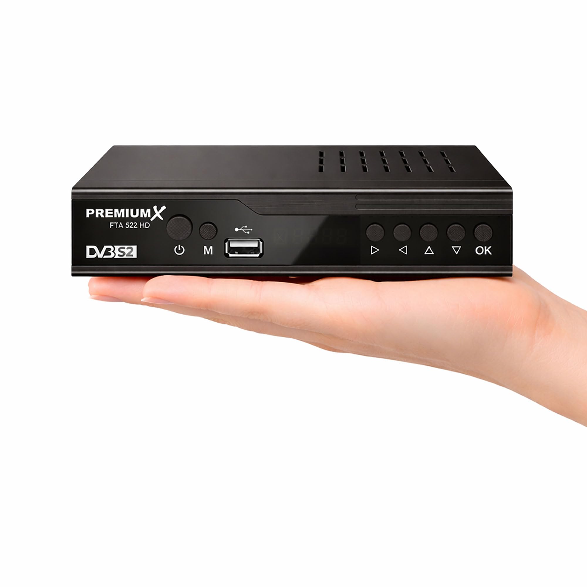 Sat Receiver FTA 522 HD DVB-S2 Digital Satellitenreceiver Unicable HDMI SCART 2x USB Media Player 12V FullHD