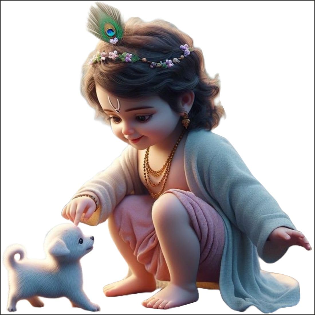Luxe Decore Baby Krishna & Little Dog Vinyl Wall Sticker for Kids Room, Bedroom, Living Room, (Size - 45 Cm X 45 Cm) (B0DBR16TT3) Amazon Price History, Amazon Price Tracker