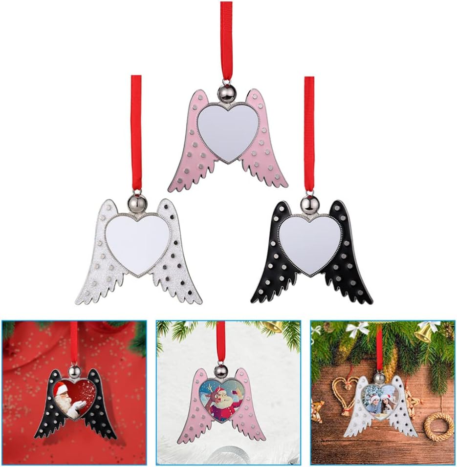 Yardwe 3pcs Christmas Tree Pendants Blank Sublimation Ornaments for Crafting Stylish Holiday Decorations for Family and Friends Chic Wing-Shaped Xmas Decor