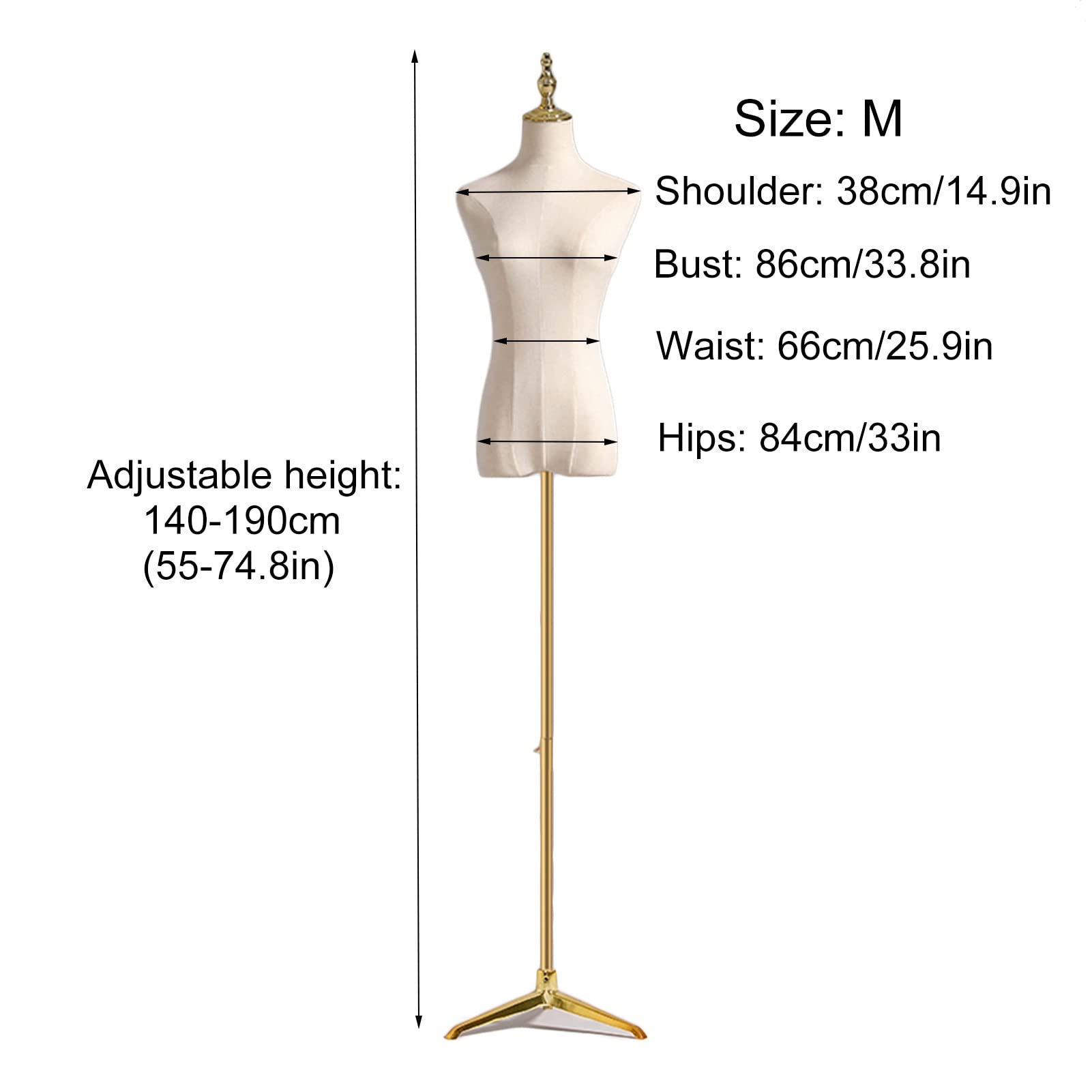 Cuerpo De Torso De Maniquí Femenino, Accesorios De Modelo Maniquí De Medio Cuerpo De Altura Ajustable De 140-190 Cm, Maniquí De Diseño De Costura para Confección Ropa De Sastres