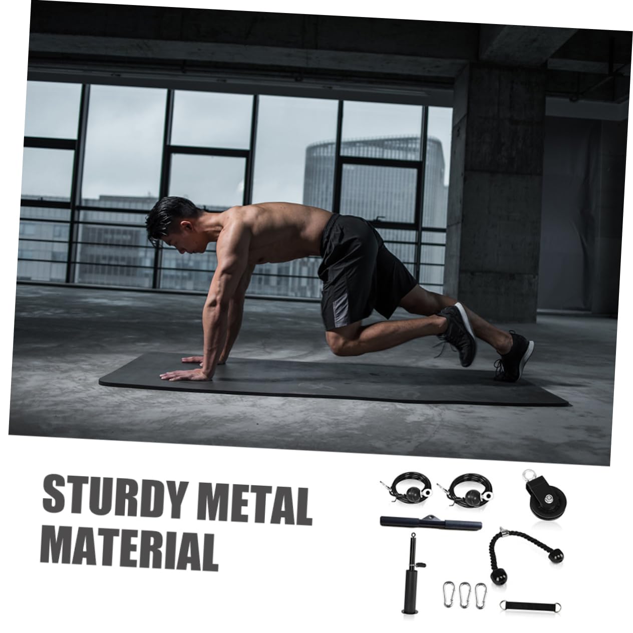 10pezzi Attrezzatura per Allenamento con Puleggia per Braccia Kit Professionale per Esercizi Indoor Facile da Assemblare per Fitness Casa