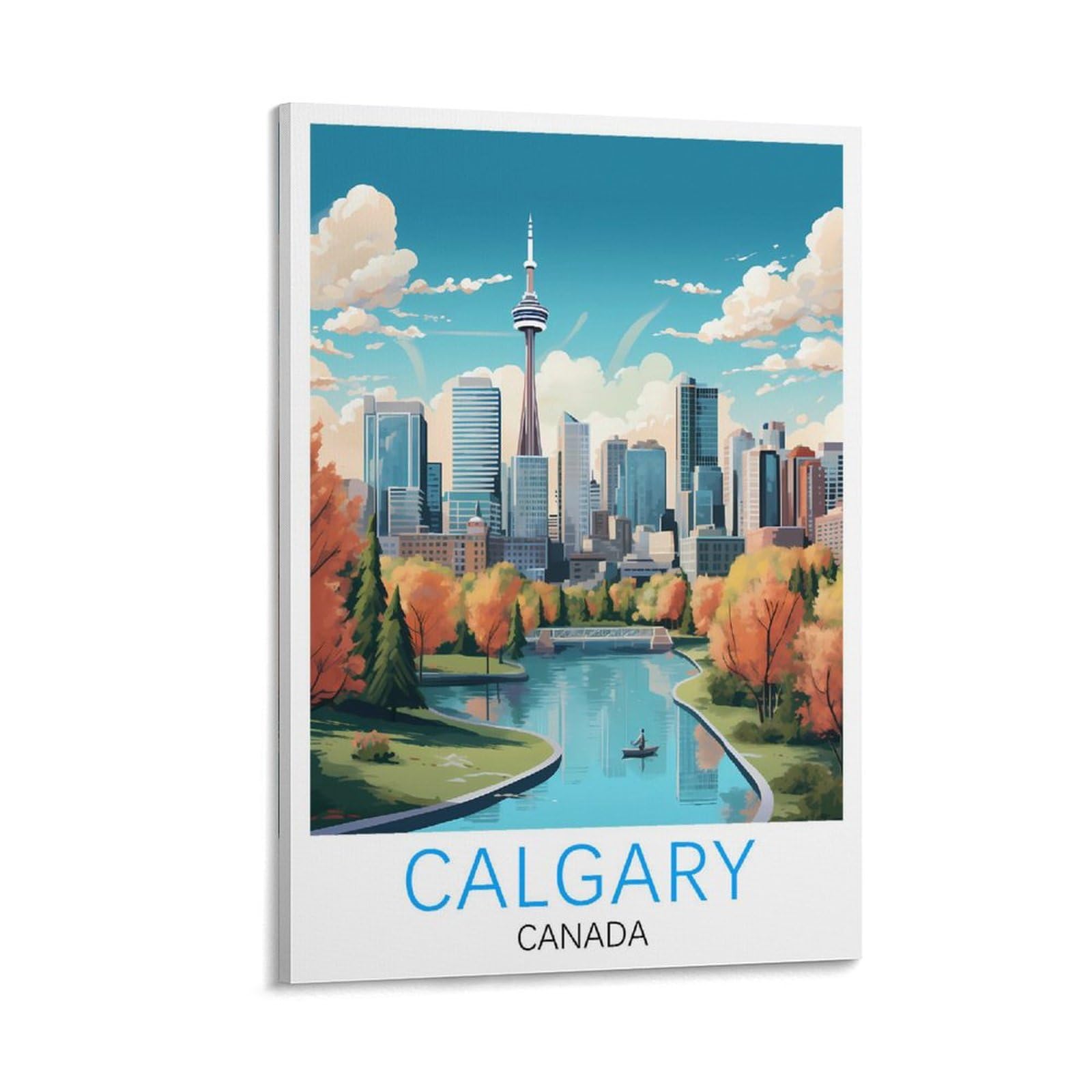 Calgary Canada Vintage Travel Posters 16x24inch(40x60cm) Canvas Print for Living Room, Bedroom, Dorm, Home, Office Wall Decoration