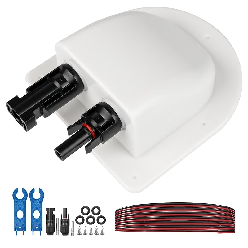 Prensa-cabo para entrada de cabos solares com cabo de cobre 10AWG e conector fotovoltaico, branco, 6,10 m Pjerjzn