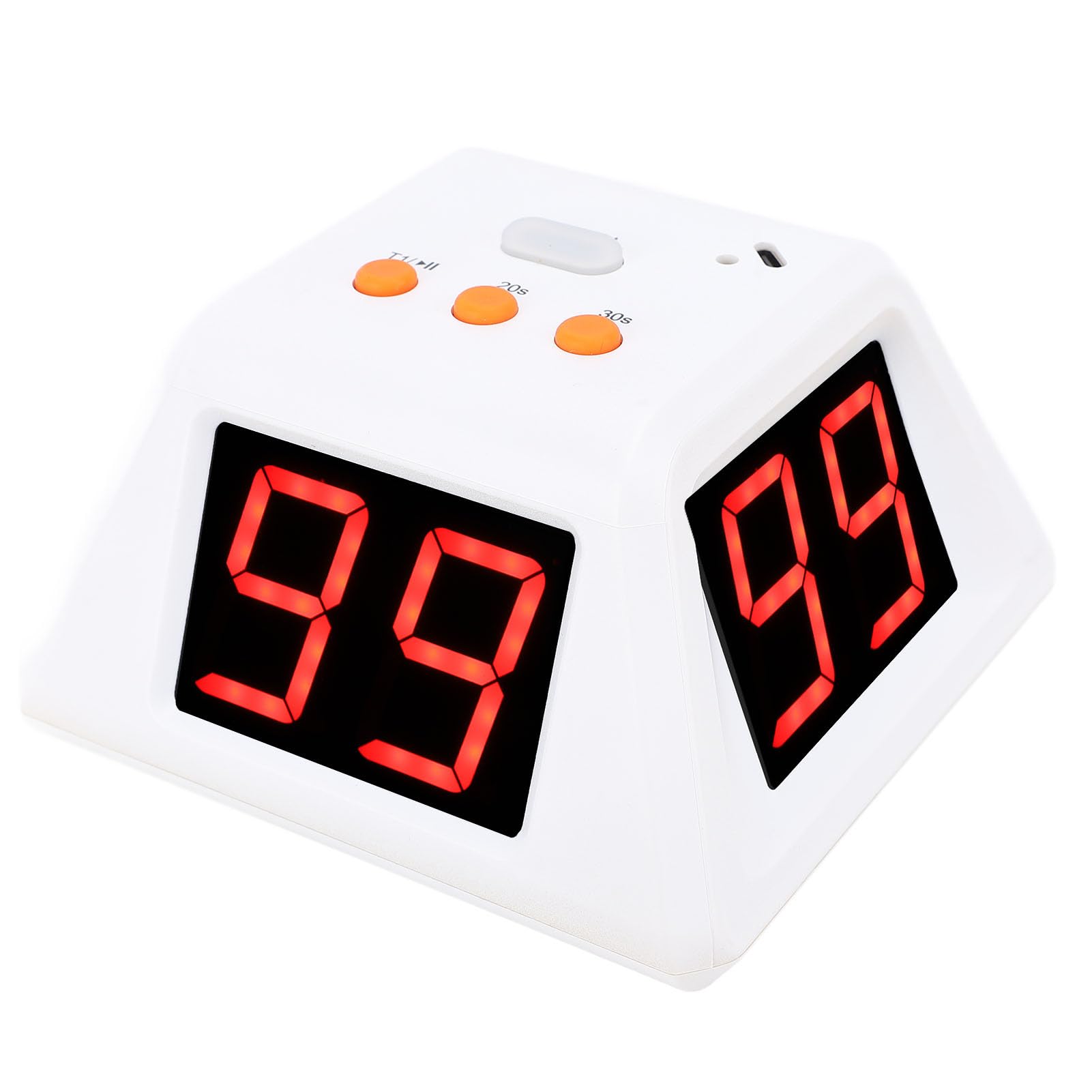 Cocoarm Minuterie Numérique 4 Faces, Compte à Rebours ABS avec écran LED de 1,4 Pouces, 3 Temps Prédéfinis, Réglage de 0 à 99 Secondes, 5 Niveaux de luminosité pour Les échecs et Les Jeux de Table