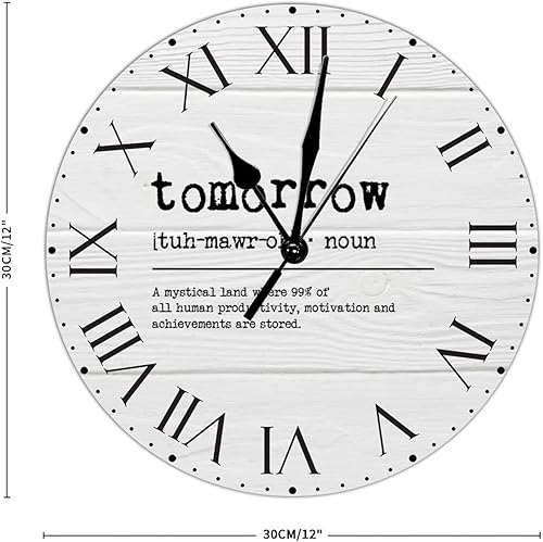 Miniatura 192 de Reloj de PVC con definición psicológica, reloj de pared grande con números romanos inspiración, refranes de inspiración de 12 pulgadas, significado