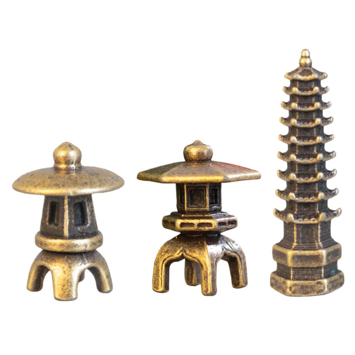ABOOFAN 15pezzi Mini Tower Pavilions Decor Alloy Zen Garden Fish Tank Ornament Lightweight Landscape Statues for Tabletop and Outdoor Use