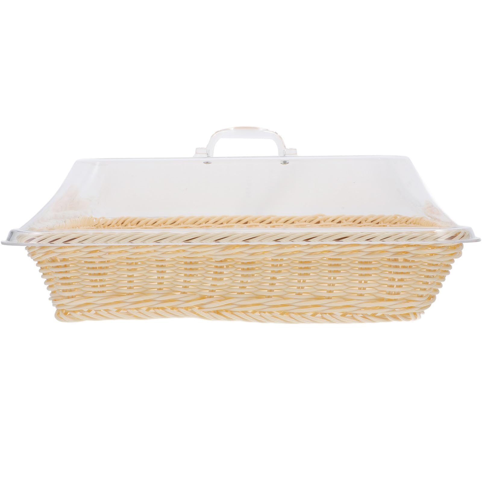 Panier à fruits en plastique beige facile à nettoyer avec couvercle