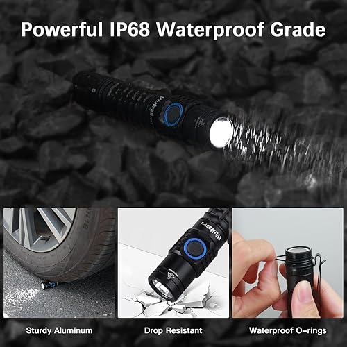 Miniatura 5 de Wurkkos FC12 - Linternas tácticas de alto lúmenes, linternas recargables de largo alcance de 345M, 2000 lúmenes, luz LED súper brillante, linterna