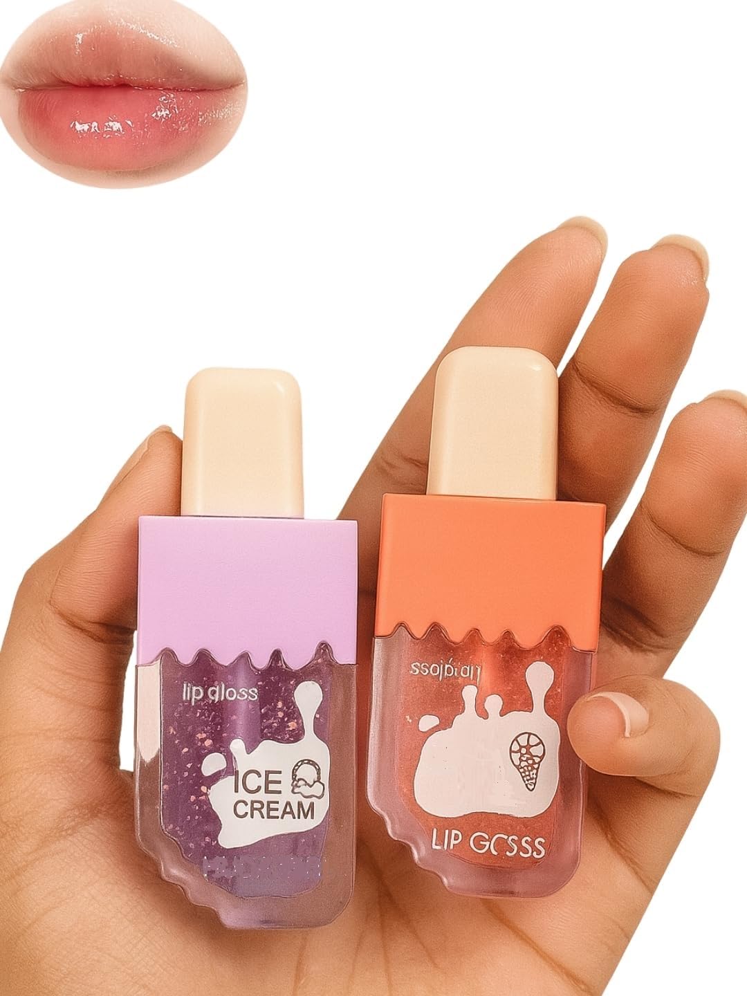 Rsentera Ice Cream Lip Gloss, Non-Sticky Formula, Shiny Glittery Finish, Moisturizing Long-Lasting, 2 Pack-image-17