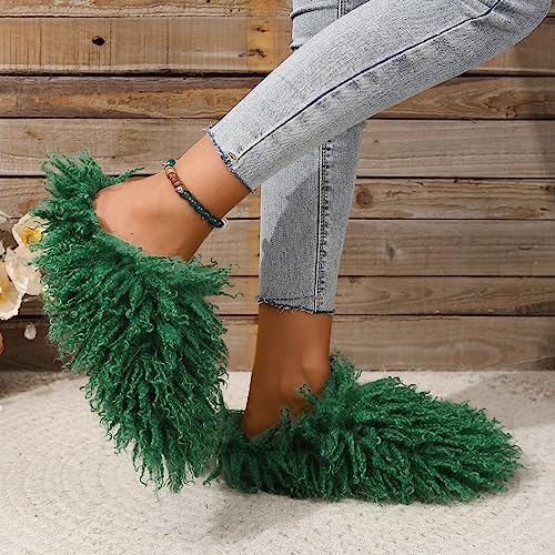 Dayiss Women's Faux Fur Slippers Fuzzy Flat Slippers Fluffy House Shoes Outdoor Closed Toe Furry Winter Sandals3