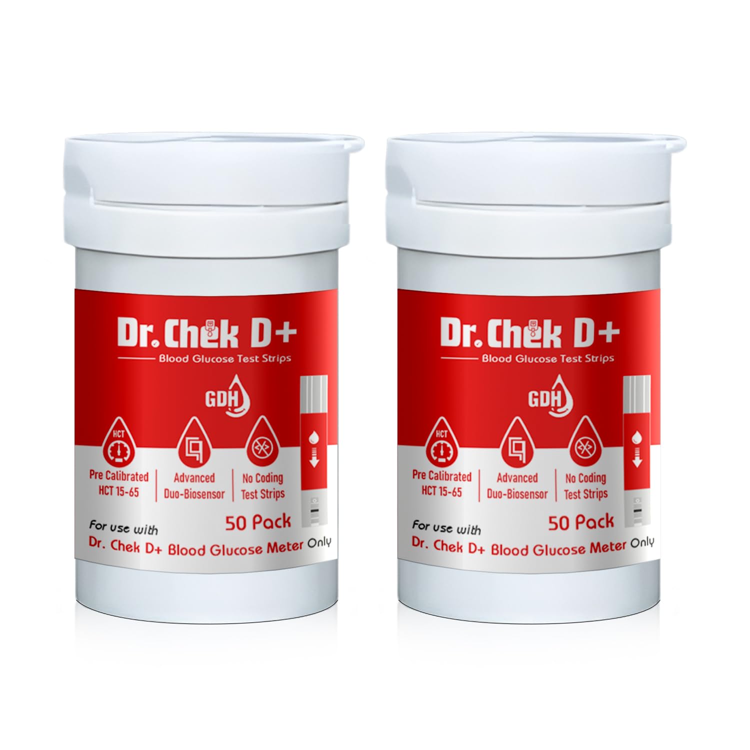 Dr. Chek D+ Blood Glucose Strips - 100 Pack