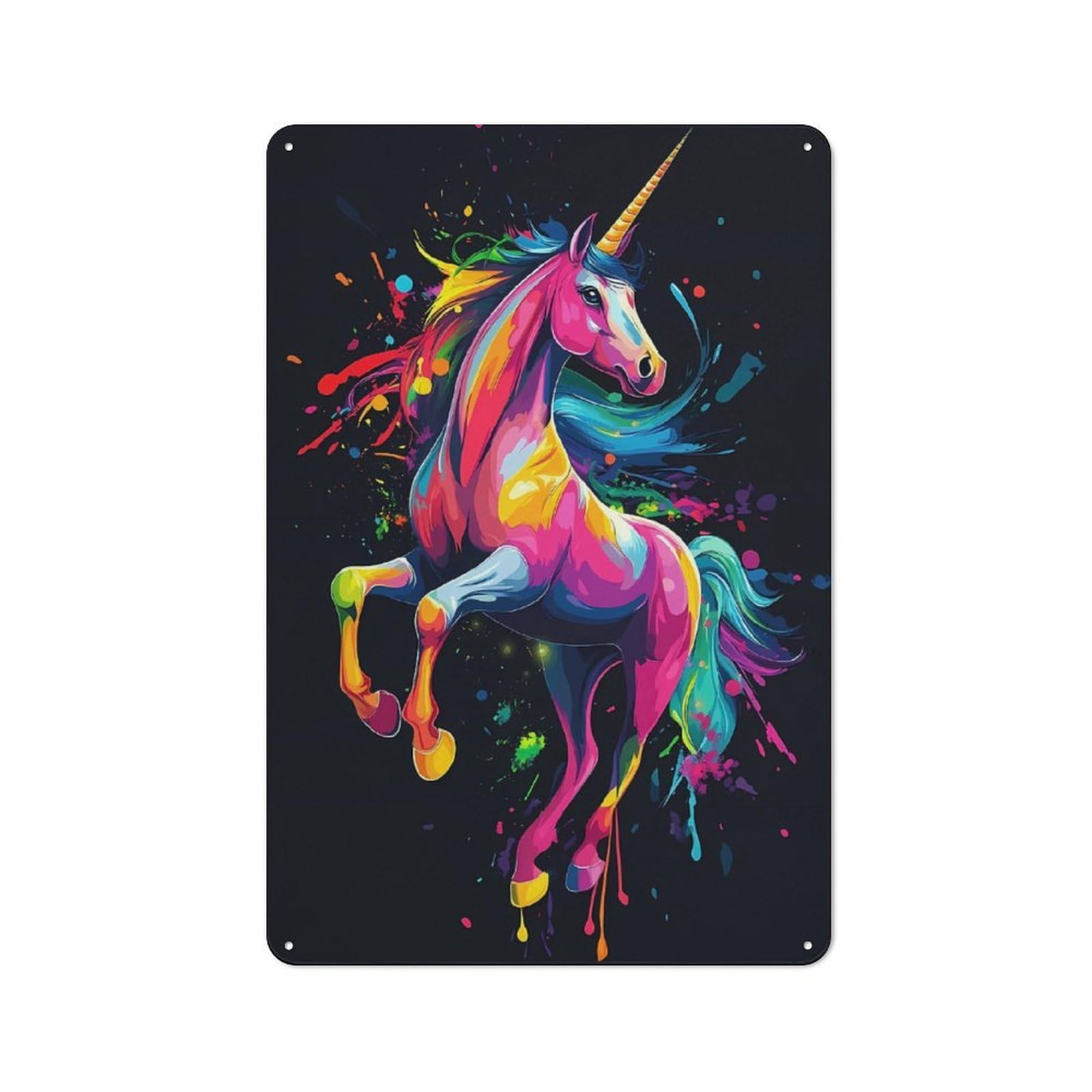 Junmoney Rainbow Unicorn Art Metal Plaque 30X20cm With For Garage Wall, Retro Decor, For Garage Decor Collectors Refreshing A Room In Autumn