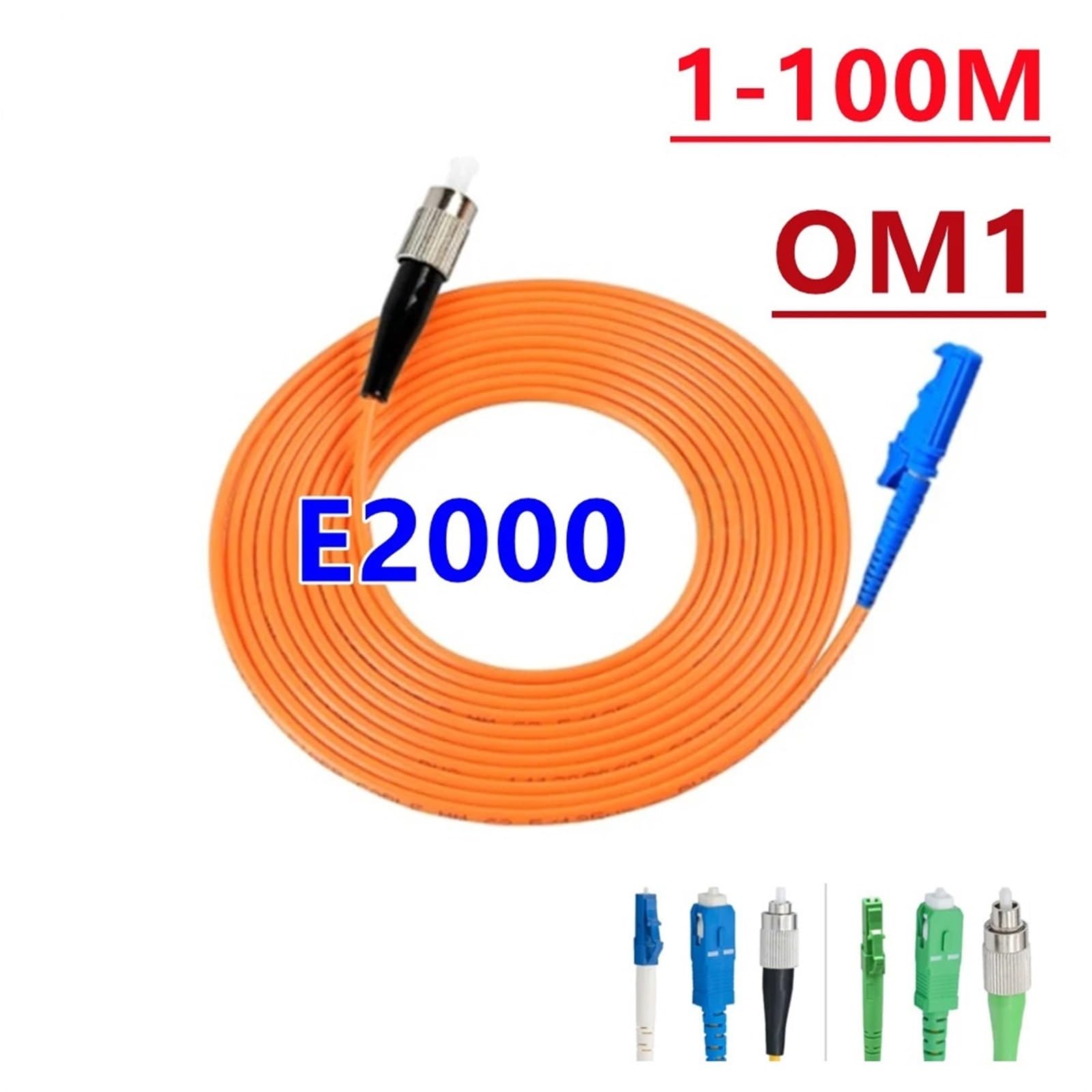 Hochleistungs Multimode Simplex OM1 Glasfaser-Patchkabel 1 bis 100 m (40 m, 1 Stück, E2000-E2000 OM1)
