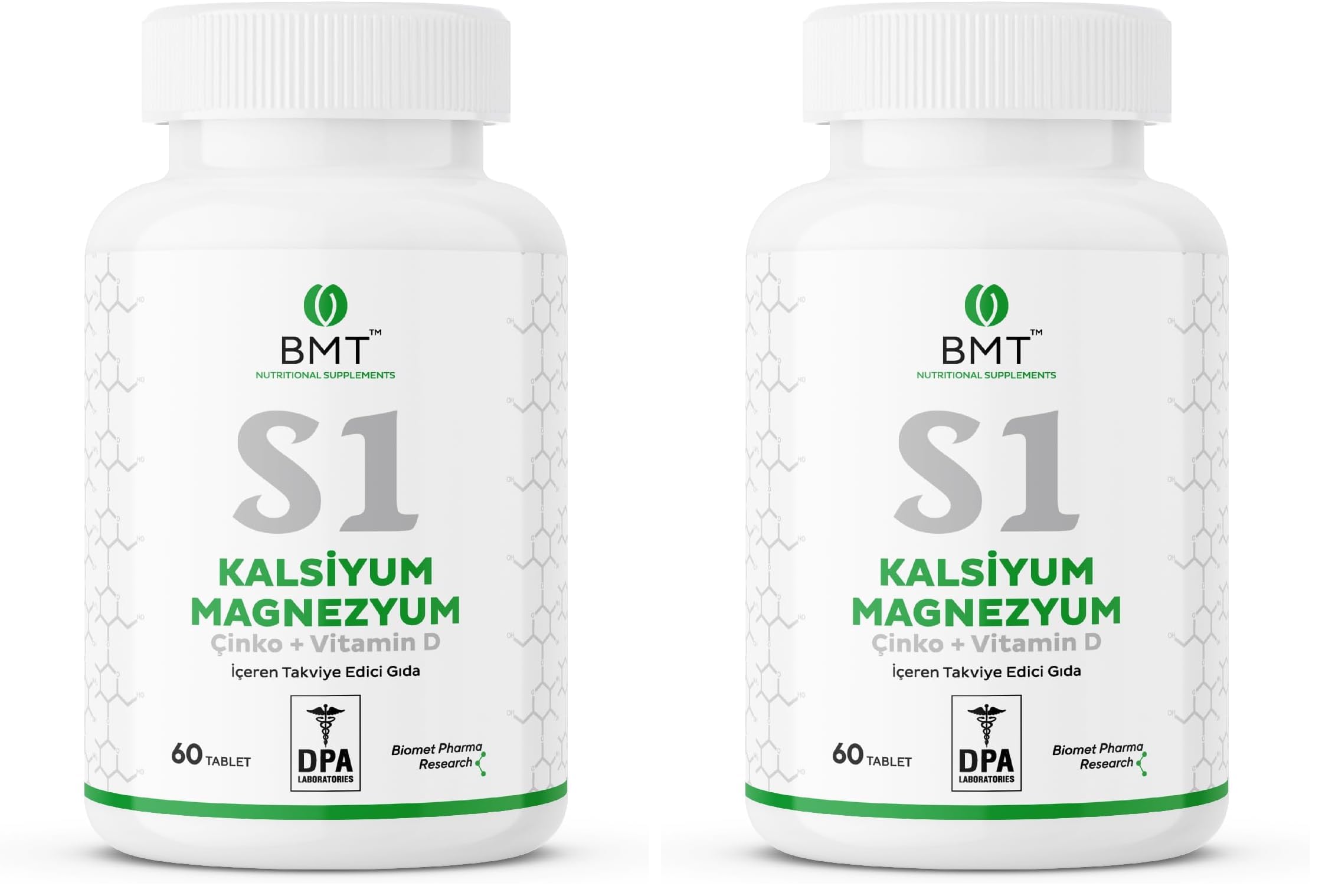 BMT S1 Kalsiyum, Magnezyum, Çinko, Vitamin D Takviye Edici Gıda 60 Tablet (2 paketi)