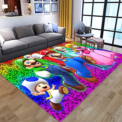 Hgcar Alfombra De Dormitorio, Alfombra De Dormitorio De Mario De Dibujos Animados En 3D, Alfombra De Espuma De Memoria Suave para Niños, Alfombra De Juego,100X150Cm Cover