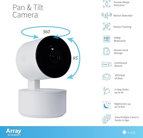 Miniatura 8 de Cámara inteligente inalámbrica con detección de movimiento para interiores, para mascotas, bebés y niñera Cam - Cobertura de 360 grados con cámara