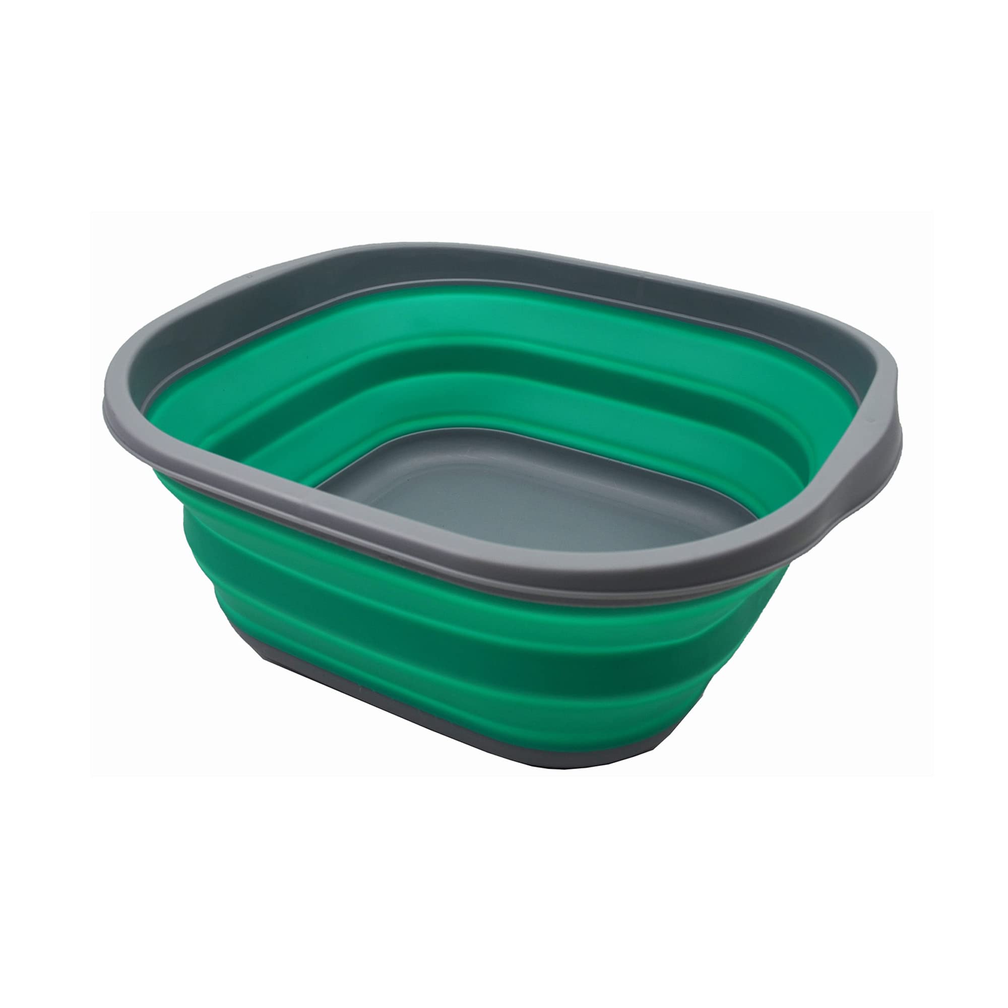 Sammart Dark Grey/Bluish-Green 10L Collapsible Tub - Foldable Dish Tub - Portable Washing Basin - Space Saving Plastic Washtub (, 1)