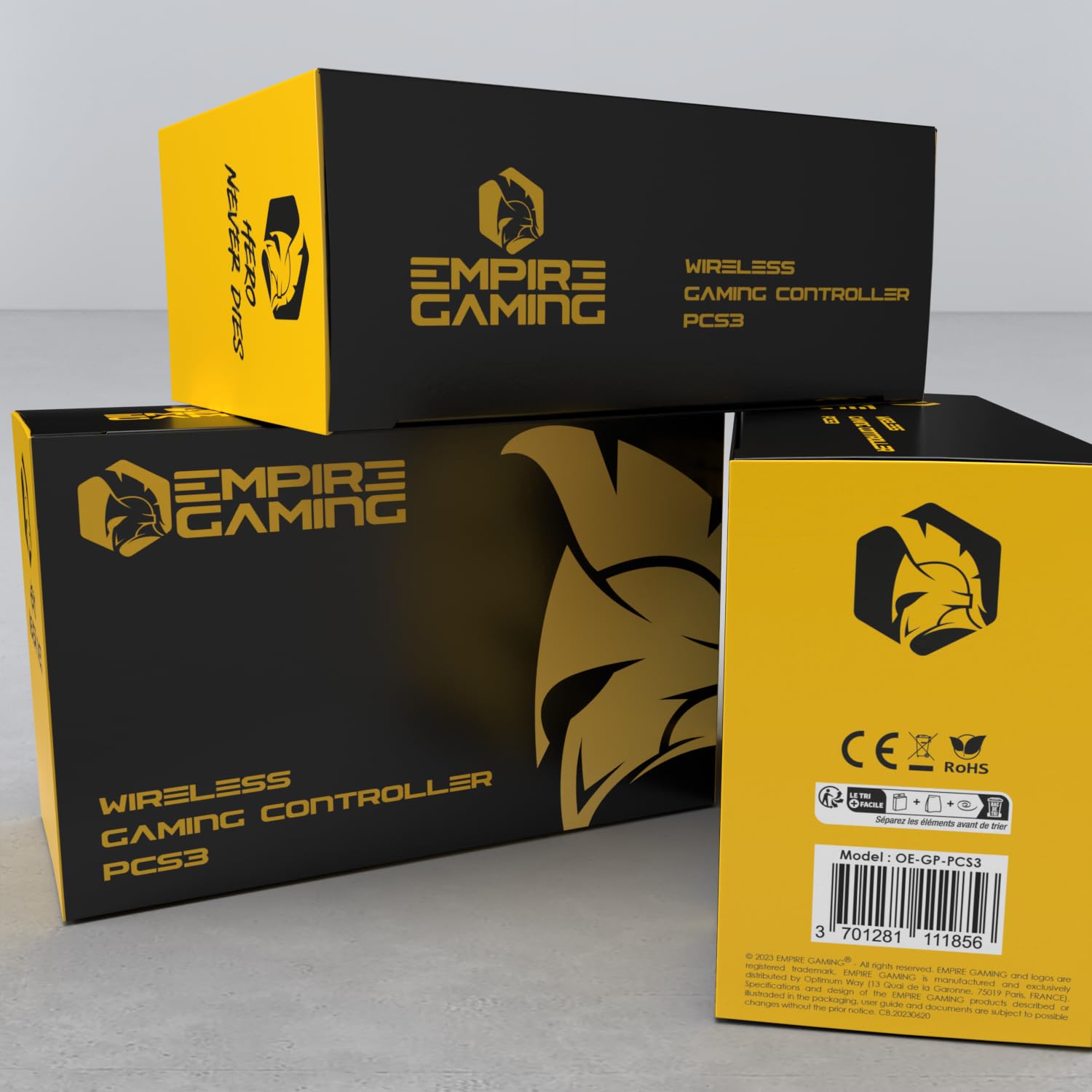 EMPIRE GAMING – Bezprzewodowy pad do gier WiFi 2,4 GHz, ładowalny kontroler do gier – PC/PS3/Switch – Tryb makro/Tubo – Podwójna wibracja – Port audio 3.5 mm – Ergonomiczny – Kabel USB-C