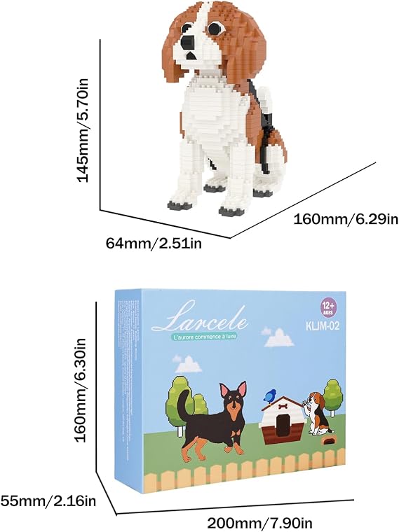 Larcele Micro Building Blocks Set, DIY Mini Building Toy Bricks for Age over 12 Years, 964 Pieces KLJM-02 (Beagle)