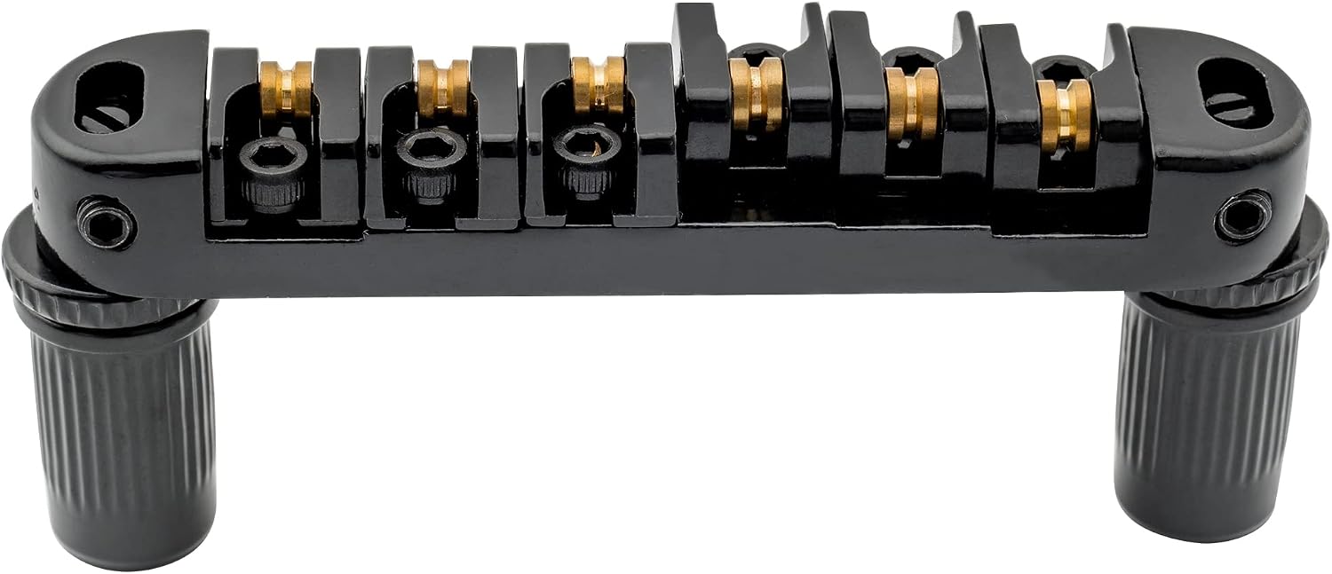 Musiclily Roller Locking Tune-o-matic Guitar Bridge Saddle for Epiphone Les Paul SG Electric Guitar,Black