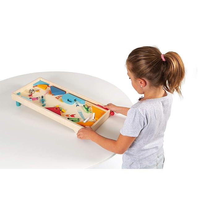 Foto 2 de 5 de Janod - Pinball de Madera Retro - Juego de Mesa Infantil - Juego de Habilidad
