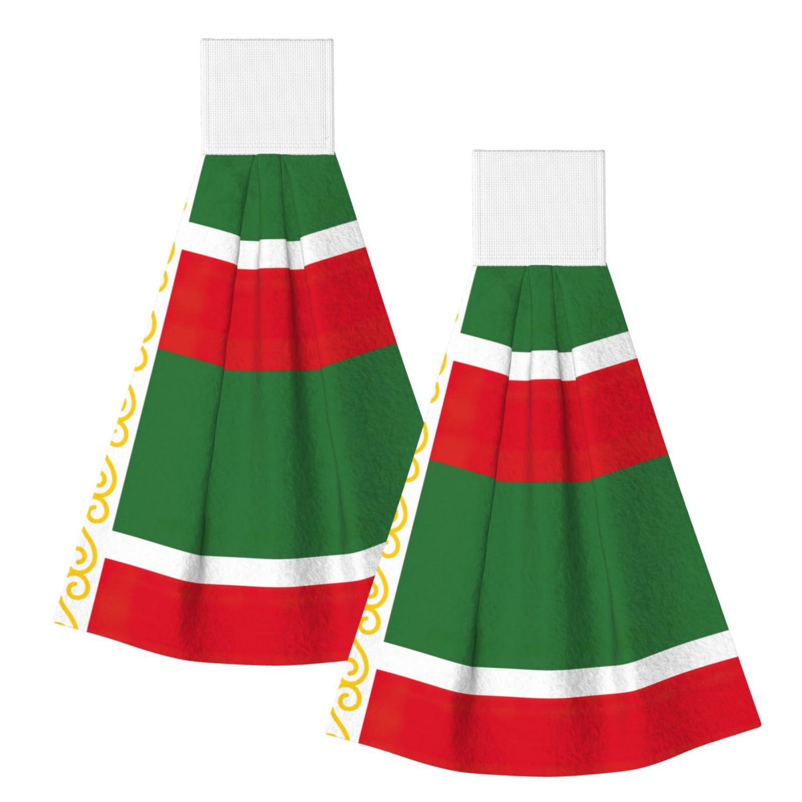 DUWAA Flag Of The Chechen Republic Print Hanging Hand Towel Quick Dry Bathroom Towel Soft Kitchen Towel