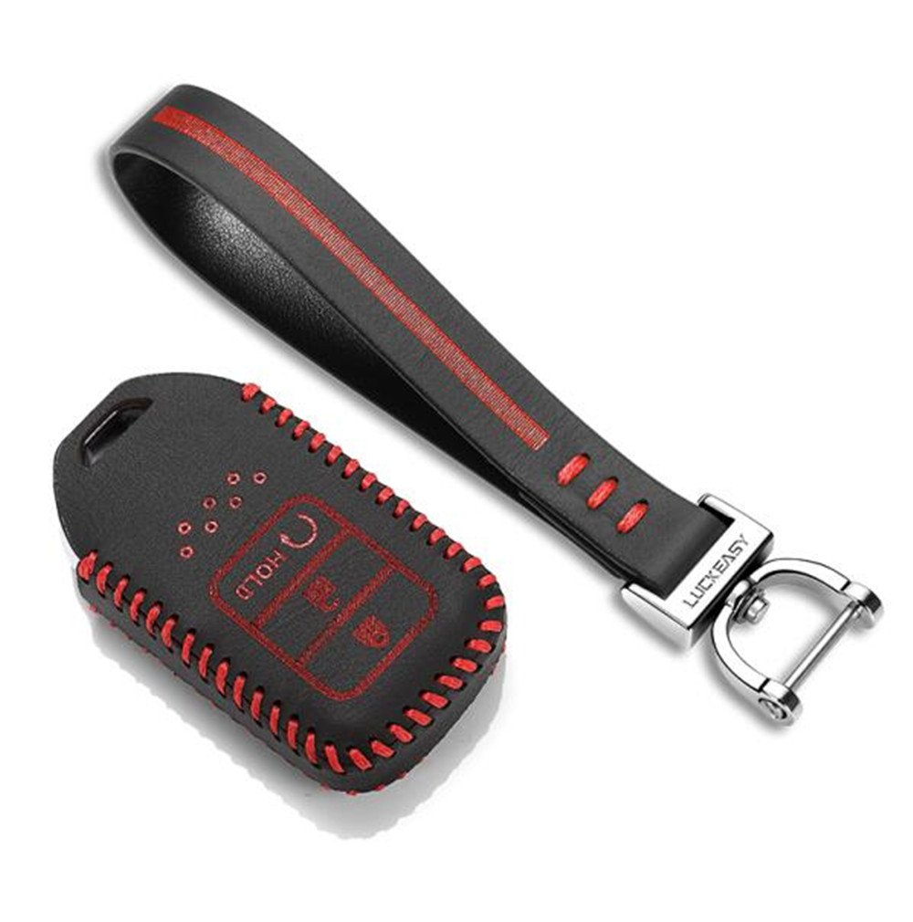 Tucool Racing Remote Genuine Leather car Key Cover for Honda urv CRV 2015 Avancier 240 370 Turbo Remote Car Key case Fob Cover Key Holder key2p (Red 3S)