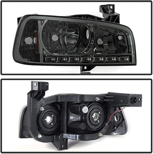 Miniatura 3 de ACANII - Faros delanteros LED ahumados 2006-2010 Dodge Charger DRL con luces de señal de esquina integradas para el lado del conductor y del pasajero