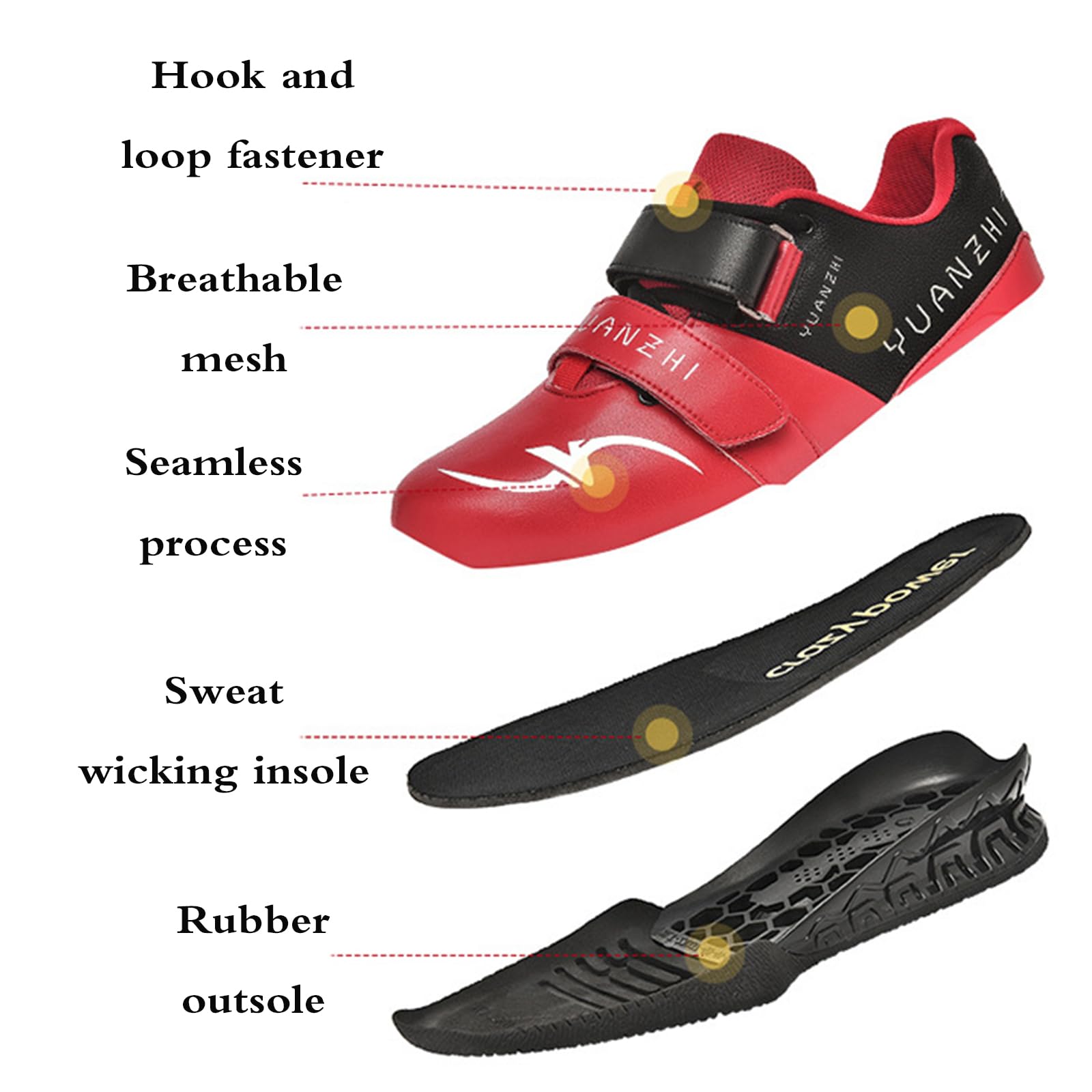 Zapatos De Levantamiento De Pesas,Zapatillas Deportivas Hombre,Zapatos Halterofilia Sentadillas Hombre,Antideslizantes,CóModa,FáCil De Poner Y Quitar,para Gimnasio,Cinta De Correr
