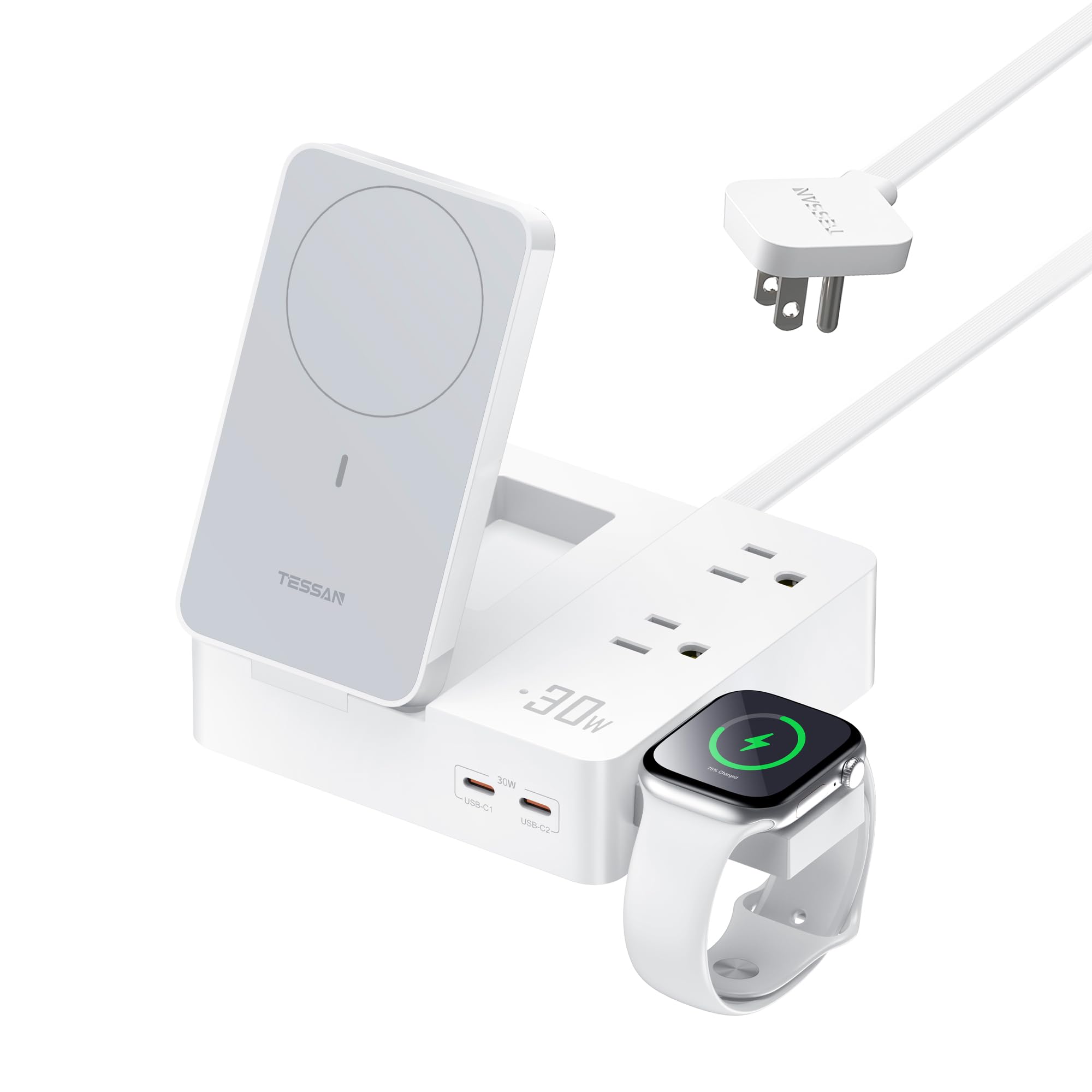 TESSAN Magic 30W Charging Station USB Phone Charger with Wireless Charging | 3 USB and 2…