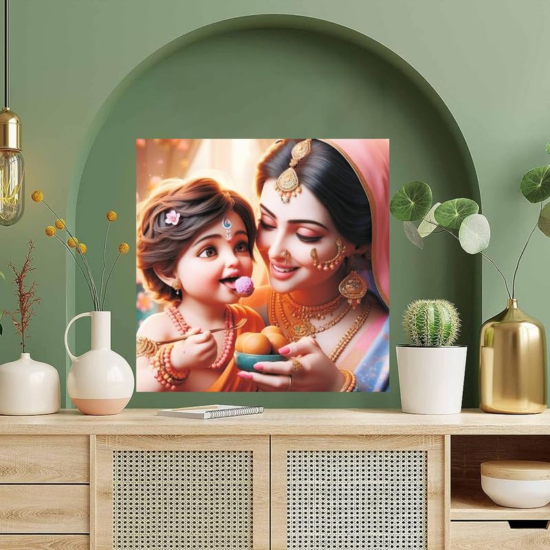 Image of British Terminal Cute little Bal Gopal Baby God Krishna| Kanha Ji | Laddu Lord Makhan Chor Painting Religious Poster for Pregnant Women for wall (matt thin vinyl,sticker,multicolor,unframed)| bj402