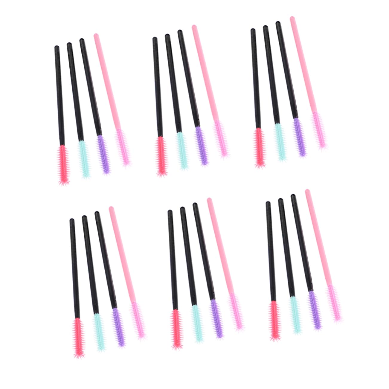Generic 200pcs Disposable Eyelash Wands Applicator Professional Silica Eyelash Brushes for Makeup for Mascara Application and Extensions Multi Pack Pink Red Purple Green