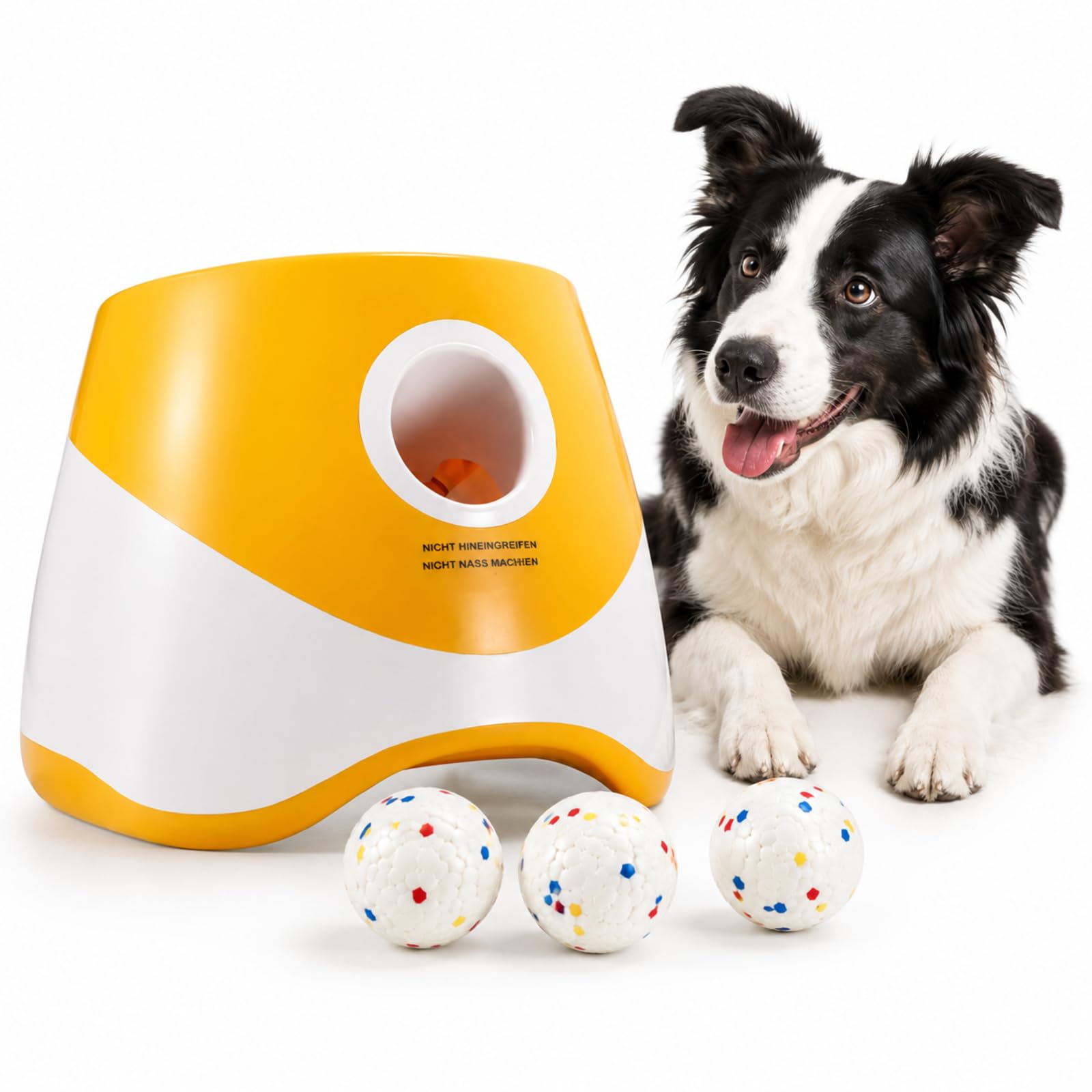 Ballwurfmaschine Hunde, Automatischer Hundeballwerfer mit Tennisball, Interaktives Hundespielzeug für Indoor und Outdoor