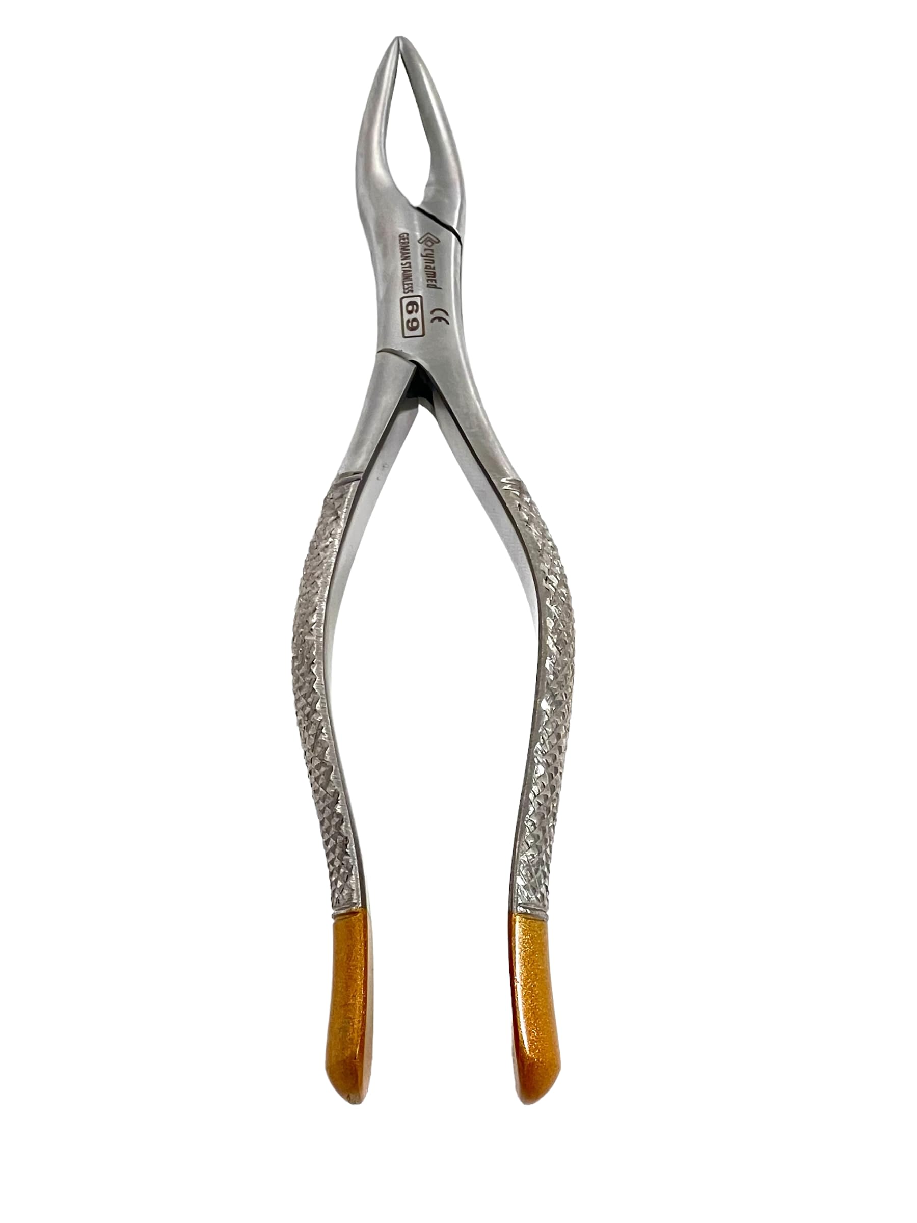 German Stainless Steel Upper and Lower Root Fragments Extracting Forceps #69 with Curved Handle - Extraction Pliers