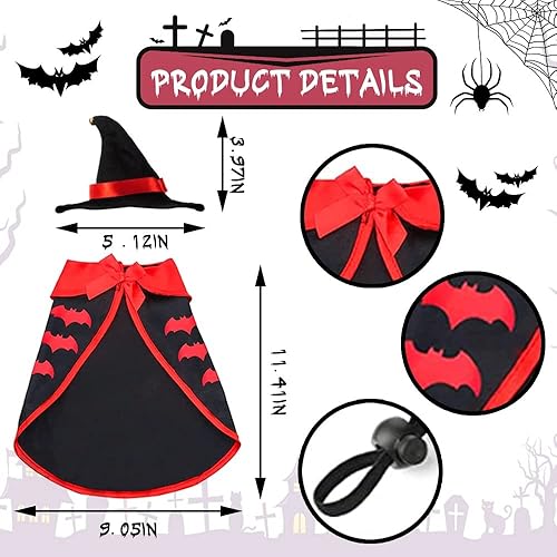 Miniatura 7 de Disfraces de Halloween para mascotas, perros y gatos, disfraz de vampiro de Halloween, capa negra y roja, cuello alto, capa de gato, cachorro, ropa