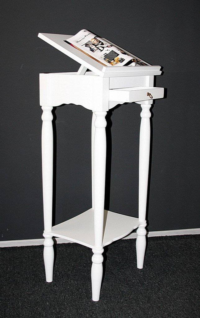 CASA Massivholz Rednerpult Schreibpult Varese 50x105/120x38cm Pappel massiv weiß lackiert