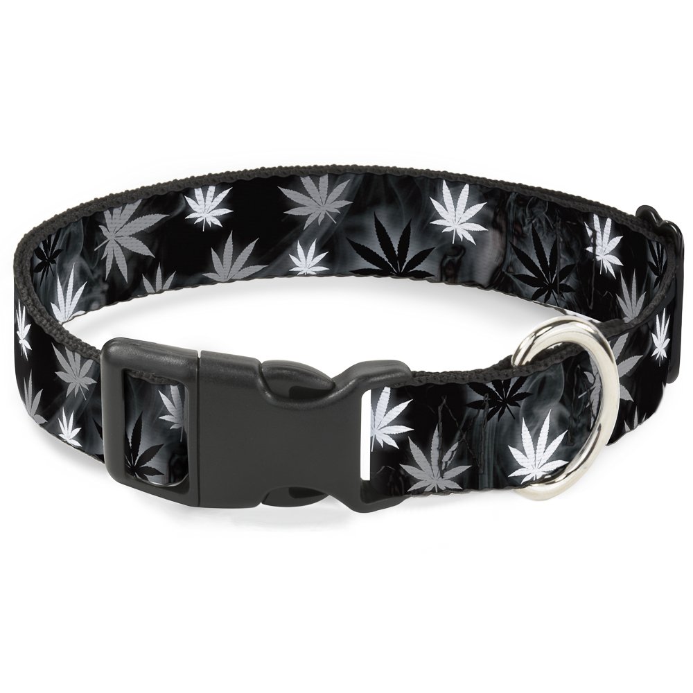 Collier Buckle Down feuilles fumé motif graphique noir et blanc réglable 9-38cm