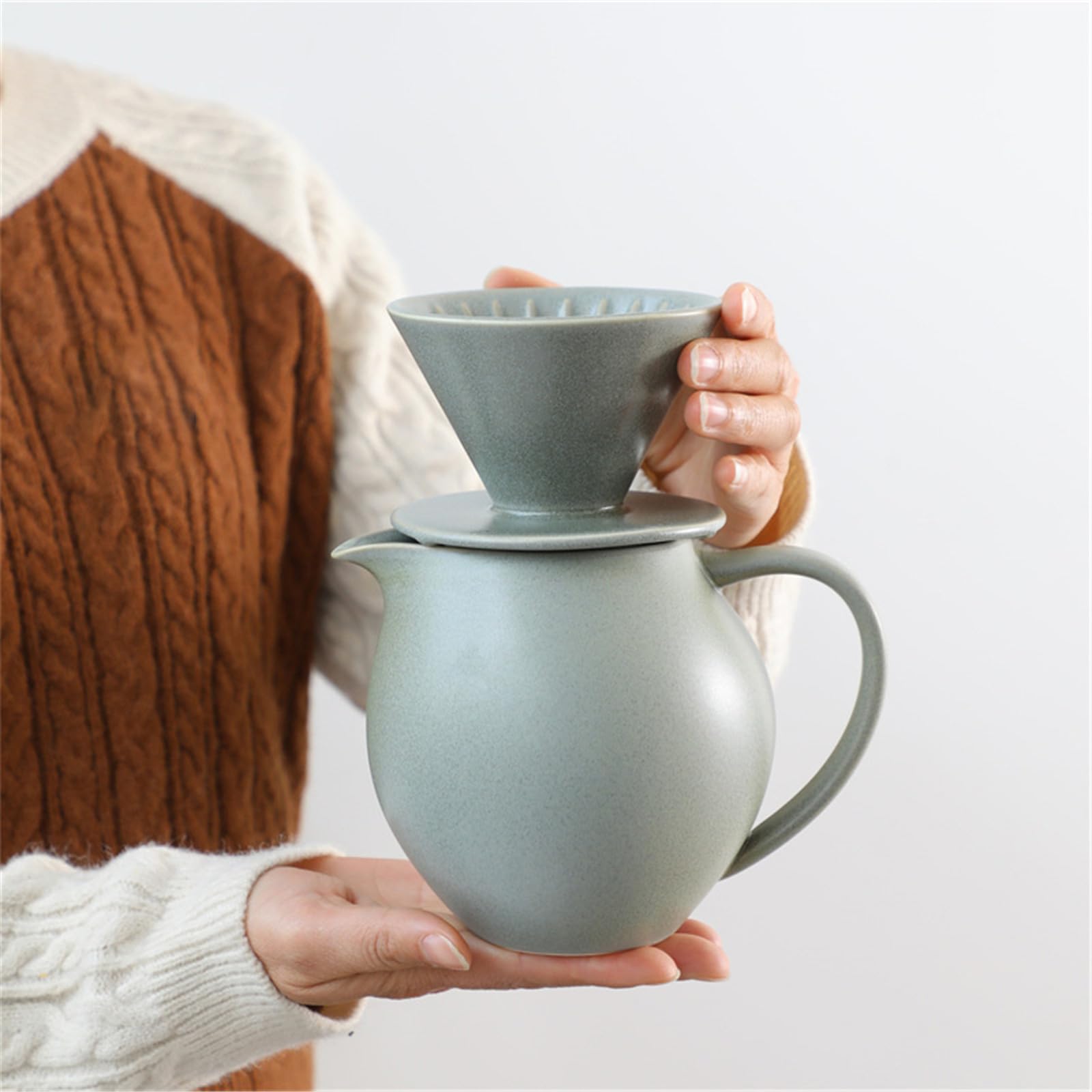 Set gocciolatori e caraffe in Ceramica Resistente Calore per Appassionati caffè, Regalo per Appassionati caffè in Ceramica