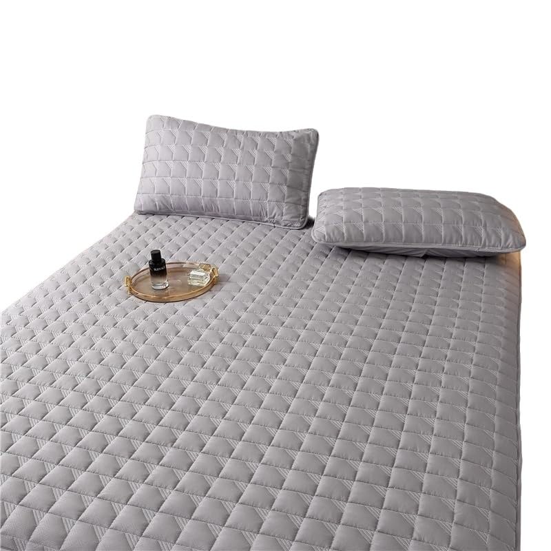 Coprimaterasso Trapuntato Silenzioso, con Strato Assorbente Impermeabile, Design Aderente con Tasca Profonda per materassi Fino a 28 cm (Grigio, 120 * 200 cm)
