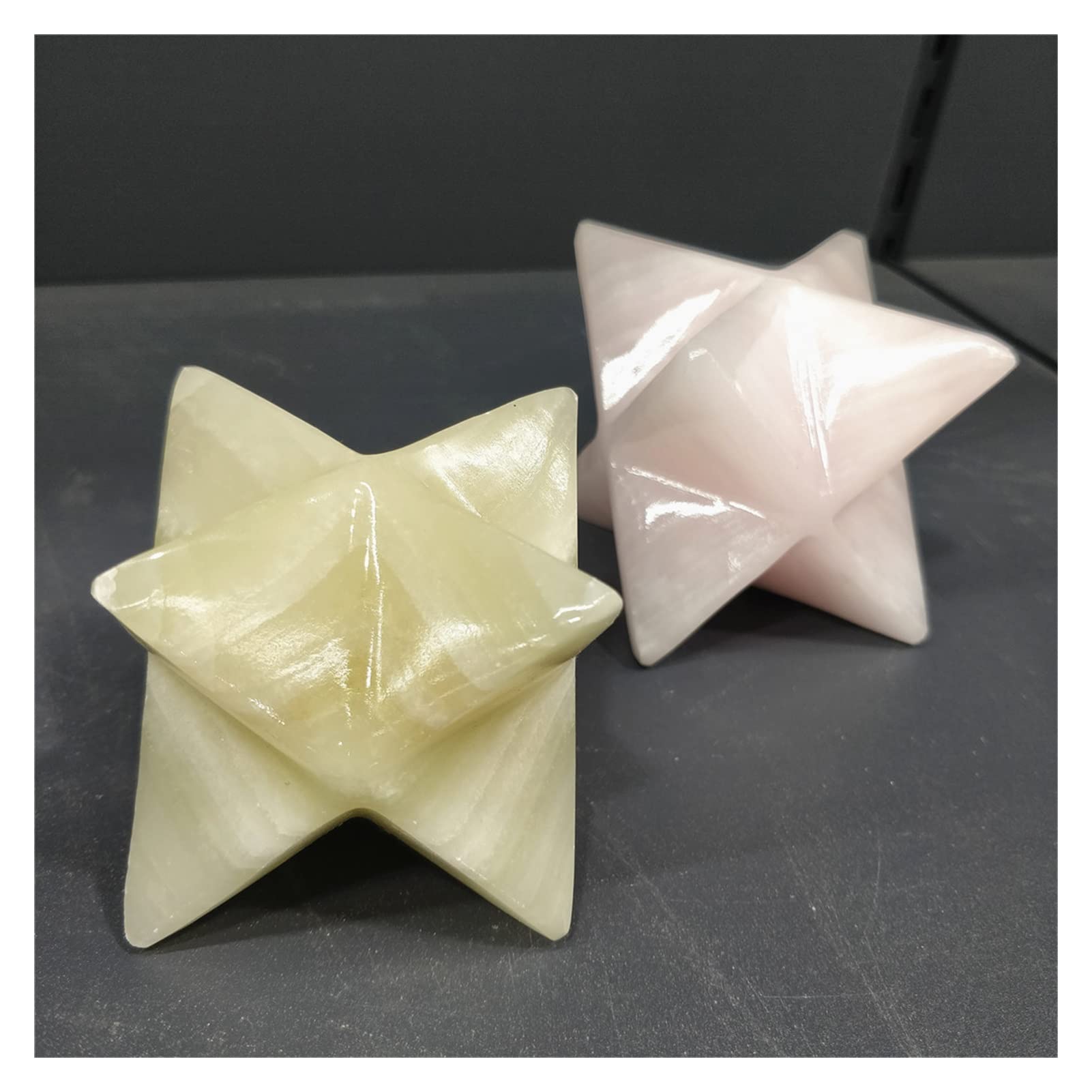 Natürlicher Jaspis und rosa Rosencalcit-Kristall, Geschnitzte Sterne, Pendel, Mineralien, dekorative Steine, Dekoration Voller Textur(Color:Rose Calcite)