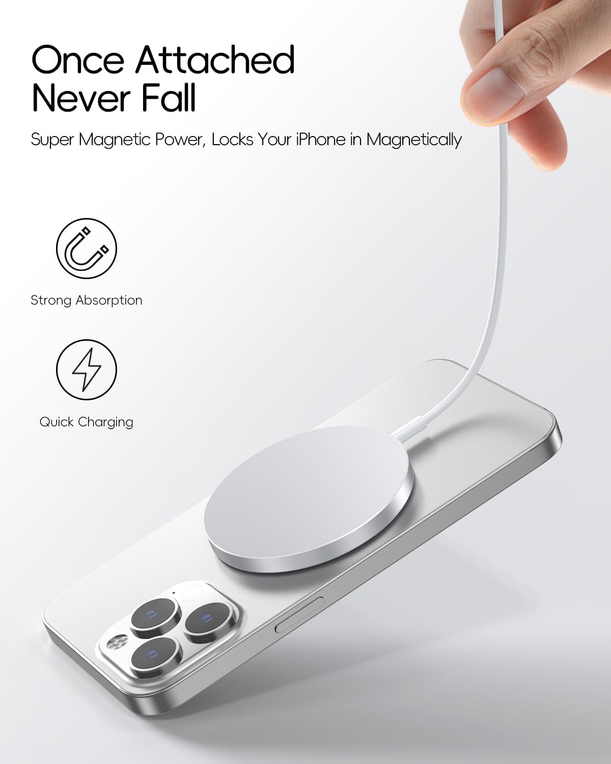 Chargeur magnétique inductif pour iPhone 15W MagSafe, rose