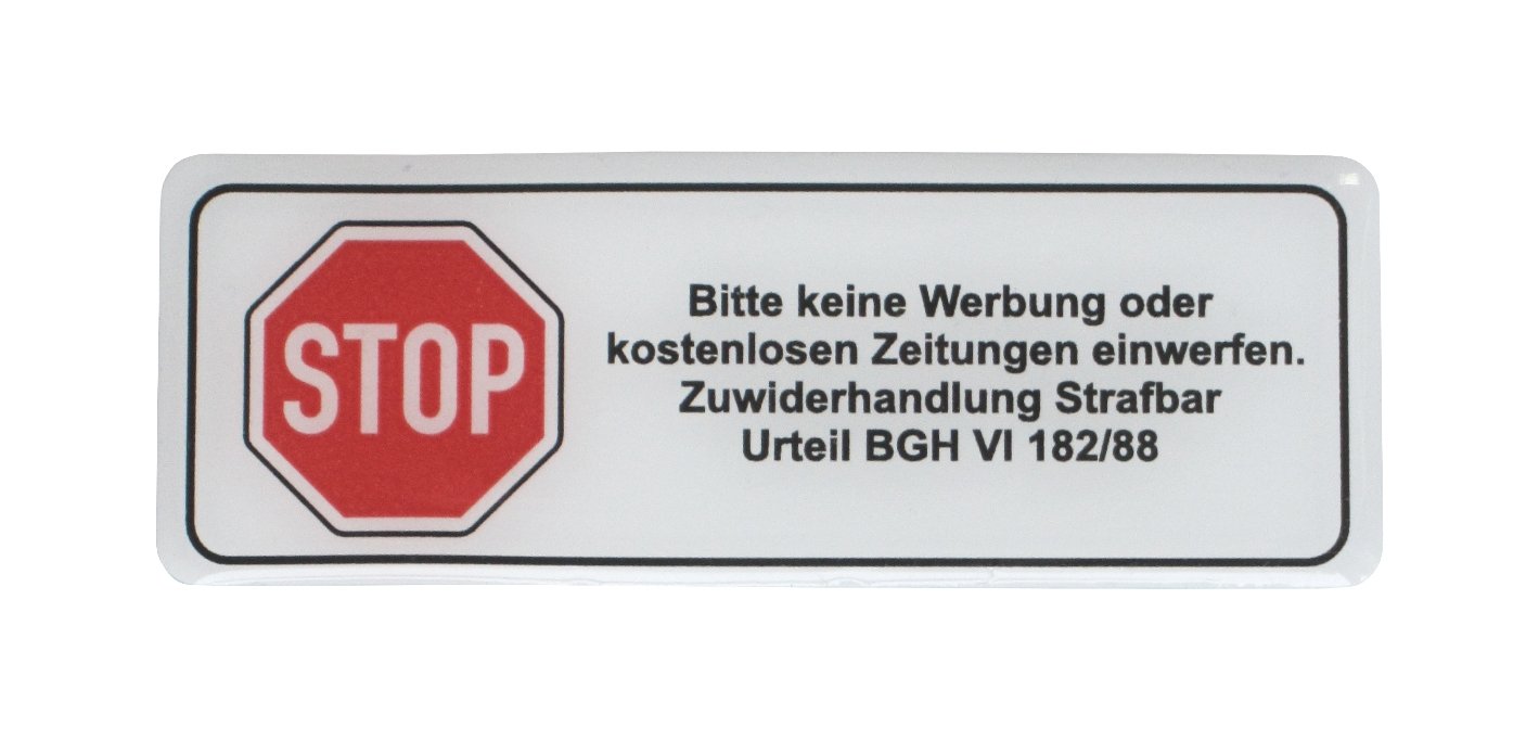 BIKE-label 3D-Aufkleber 'Bitte Keine Werbung' – Weiß, 70x25 Mm, Witterungsbeständig