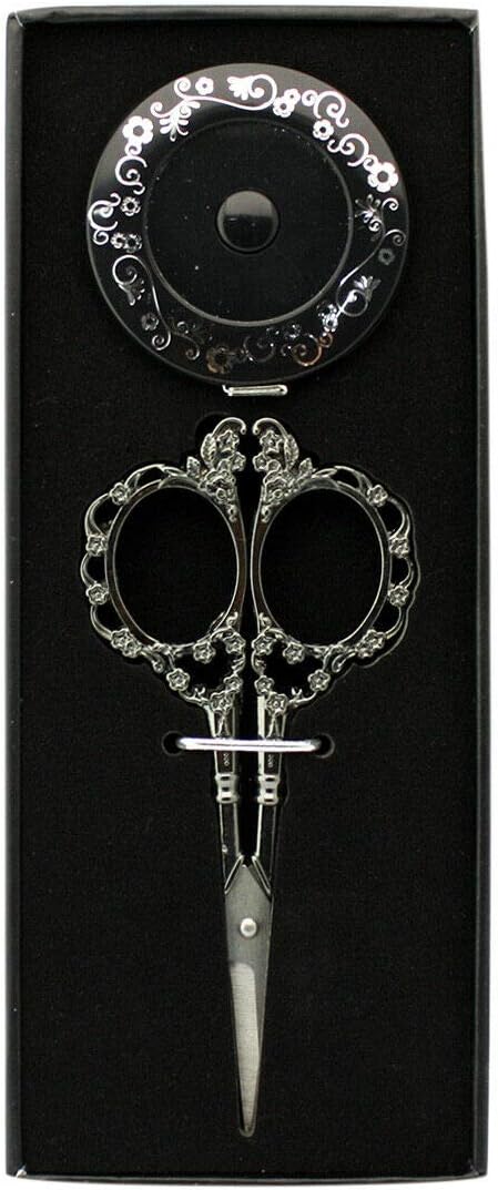 Klasse Black Embroidery Scissor & Tape Measure Set