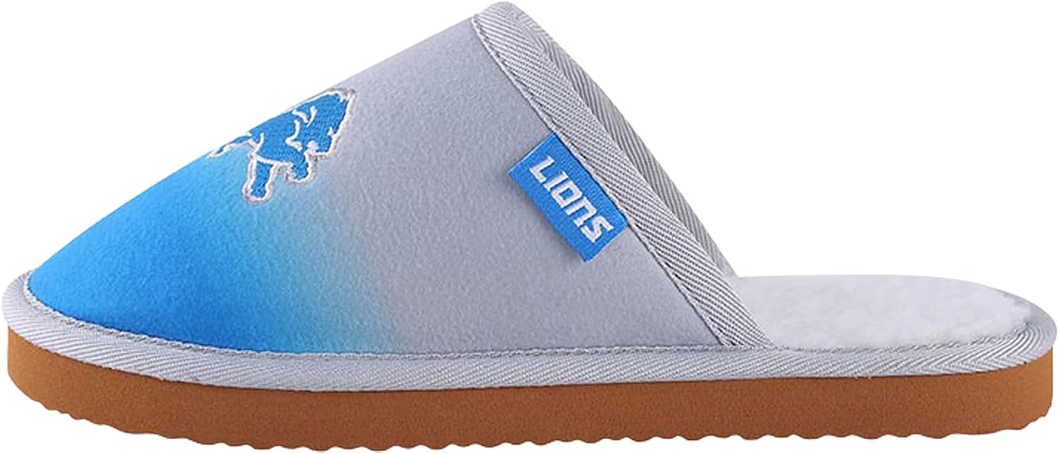 FOCO NFL Men's Official Primary Logo Embroidered Sherpa Lined Gradient Scuff Slide Slippers