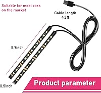 Vista 2 de Tira de luz LED para coche, 24 LEDs RGB, luces de neón para interior con ambiente, 12V, luz nocturna ambiental debajo del salpicadero, lámpara