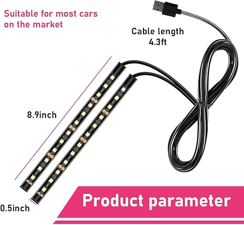 Miniatura 2 de Tira de luz LED para automóvil, 24 luces LED RGB de neón para atmósfera interior, luz nocturna ambiental de 12 V, puerto USB, lámpara decorativa