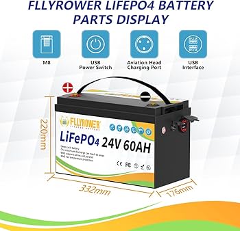Amazon.co.jp: FLLYROWER LifePo4 24v 60Ah バッテリー ディープ