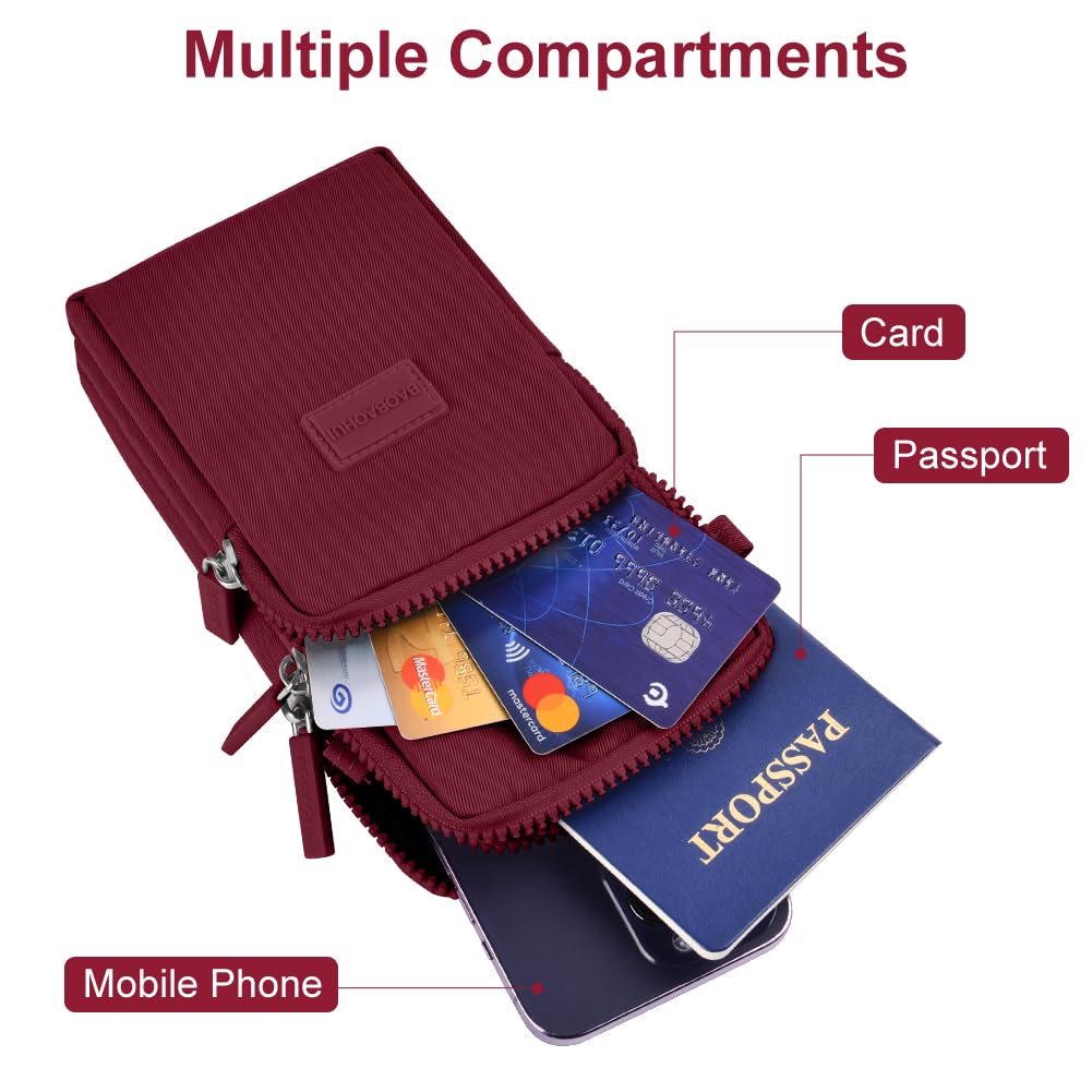 Aucuu Borsa a Tracolla da Donna in Nylon, Mini Borsa a Tracolla con Cinghie Regolabili Staccabili, Fascia da Braccio per Cellulare con Porta Cuffie per Cellulari Sotto i 7"